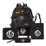 Conjunto De 4 Mochilas Escolares Dragon Ball Gok Anime