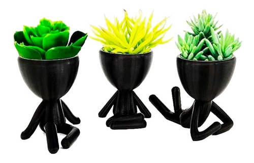 Trio Vasos Bob De Plantas Suculentas E Flores Decorar Jardim