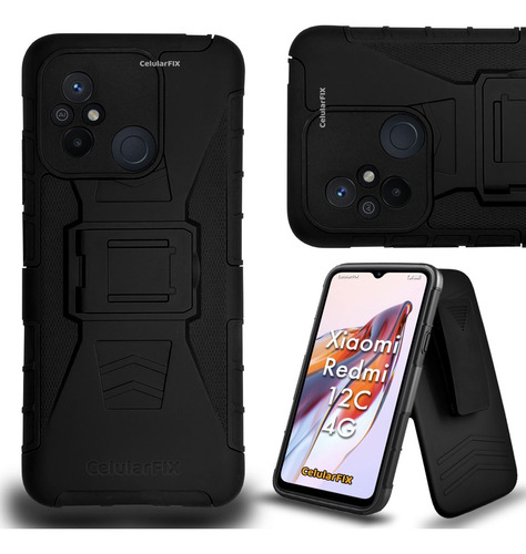 Funda Protector P/ Xiaomi Redmi 12c 4g, Uso Rudo Con Clip