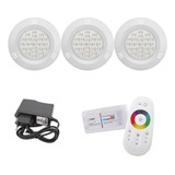 Kit Led Piscina 30m² - 3 Leds 5w, 1 Módulo Rgb + Fonte