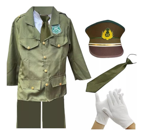 Disfraz Traje Carabineros De Chile Con Insignia Bordada Para Niños Y Niñas