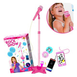 Microfone Infantil Com Pedestal Para Criança Menino E Menina