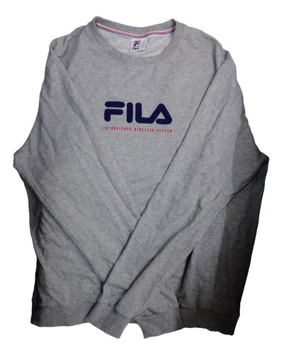 Blusa Moletom Fila Unisex Gg Original Cinza Sem Capuz