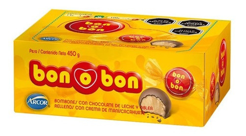 Bombón Bon O Bon Chocolate Leche 30 Un. X 15 Grs