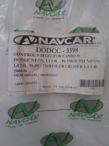 Guaya Selectora Y Control De Cambios Chrysler Neon 2.0 95/98 Foto 4