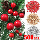 500 Unidades De Mini Frutas De Natal Com Bagas De Azevinho F