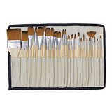 Pinceles De Pelo Sintetico/madera Set X 24u. + Estuche 