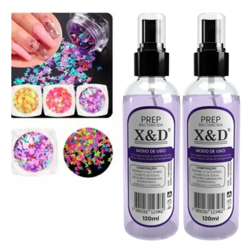 2 Prep Higienizador Xed 120 Ml Para Cuidados Da Unha Gel