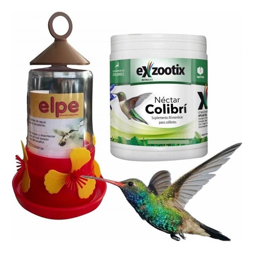 Elpe Bebedero Picaflor-colibrí+300gr Néctar Colibrí Exzootix