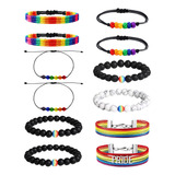 Aflyu 12 Pulseras De Orgullo Arcoris Lgbt Gay Pride Pulseras