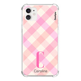 Capa Capinha Com Nome Personalizada Inicial Lines Rosé