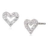 Vanbelle Joyas De Plata Esterlina Pendiente De Corazón Brill