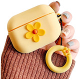 Funda Para AirPods Pro Silicona Diseño Flores Amarillo