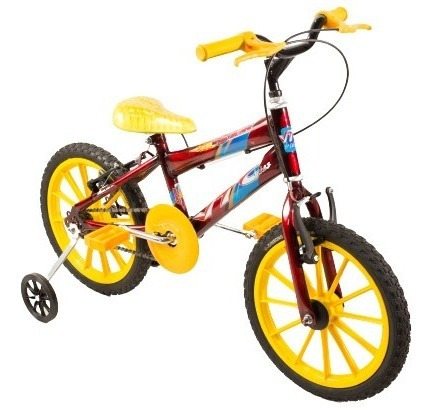 Bicicleta Infantil Masculina Aro 16 Vermelha Com Amarela