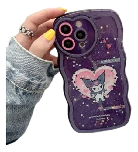 Funda Kuromi Corazón Para iPhone + Cristal Templado 9d