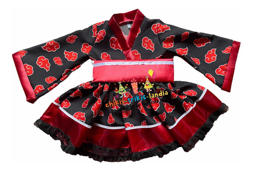 Disfraz Anime Cosplay Naruto Akatsuki Vestido Niña Fiesta