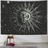 Tapiz De Pared Sol Luna Mandala Bohemio, Compatible Con Deco