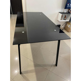 Mesa Para Comedor De Vidrio Negra Rectangular