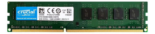 Memoria Ram Color Verde  4gb 1 Crucial Ct51264bd160b