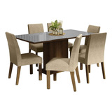 Juego Comedor Mesa Tablero Vidrio 6 Sillas Alexis Madesa M/g