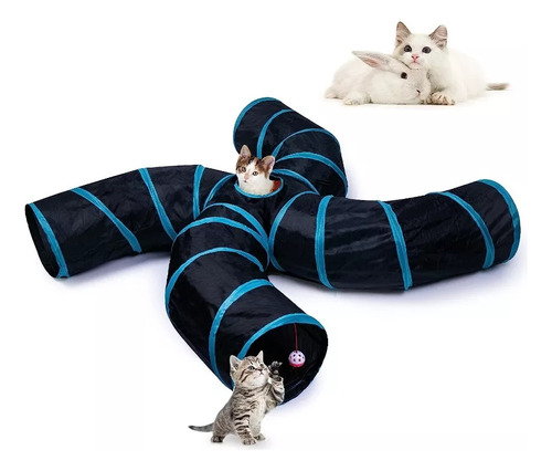 Brinquedo Cat Túnel Para Gato Com 4 Saídas Dobrável + Bolsa