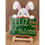 Placa Decorativa Lousa  Feliz Páscoa  - Coelho