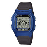 Reloj De Pulsera Casio Collection W-800h-1avdf De Cuerpo Color Azul, Digital, Para Hombre, Fondo Blanco, Con Correa De Resina Color Negro, Dial Negro, Minutero/segundero Negro, Bisel Color Azul Y Hebi