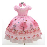 Vestido Infantil Passarinho Jardim Encantado Luxo 1 Ao 4 