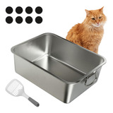 Bnosdm Caja De Arena De Acero Inoxidable Para Gatos, Bandeja