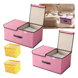 Cajas Organizadoras Ropa Tela Plegable Cesto Con Tapas,4 Pzs