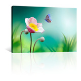 Cuadro Decorativo Animales Canvas Otros Mariposa Con Flores