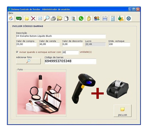 Programa Sistema Para Perfumarias + Impressora + Leitor Barr