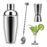 Kit Coqueteleira 500ml + Dosador + Colher Bailarina Gin Inox