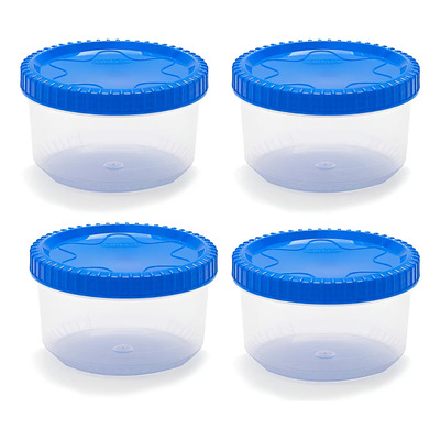 4 Tuper Cubasa Plástico Hermético Redondo Tapa Enroscable 900ml Transparente