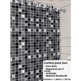 Cortina De Banheiro Box Pvc Impermeável Antimofo 1,38x1,98mt