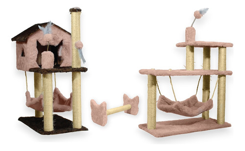 Arranhador Casa Playground Brinquedo Plataforma Gatos Poste