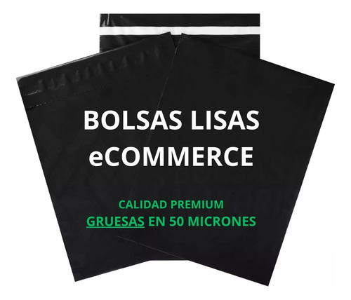 Bolsa Ecommerce Para Envios Con Adhesivo Negra 25x35  X100u