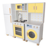Cozinha Infantil Com Geladeira E Máquina De Lavar Amarela