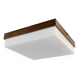 Luminária Plafon De Sobrepor Acrílico 30x30 Com Madeira Mdf