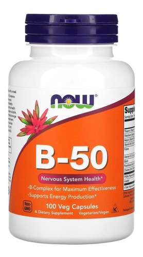 Now Foods Vitamina B-50 Producción Energía 100 Vegcaps Sfn