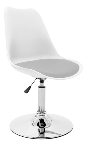 Silla Tulip Eames Para Escritorio Con Base Fija Newmo Blanca De Asiento Gris Claro