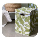 Cesto Ropa Plegable Laundry Tela Estampada Para Baño Leaves