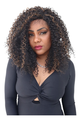 Peruca Front Lace Cacheada Afro - Villela -bio Fibra -gringa