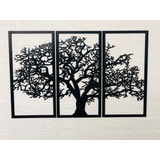 Kit Quadro Decorativo Árvore Da Vida Mdf  3mm Cor Preta Cor Da Armação Preta