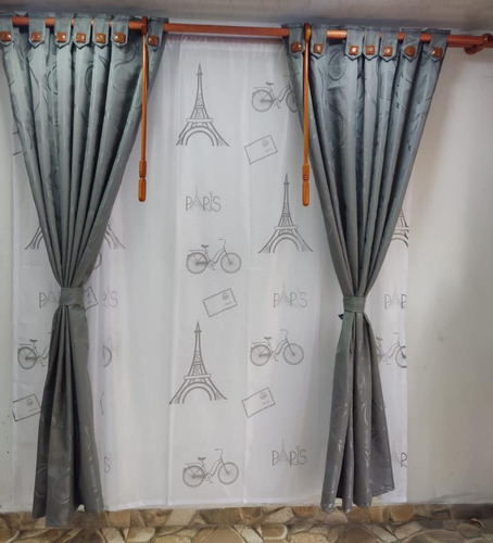 Cortinas Modernas En Jacquard X2 Tela  280cmx200cm 