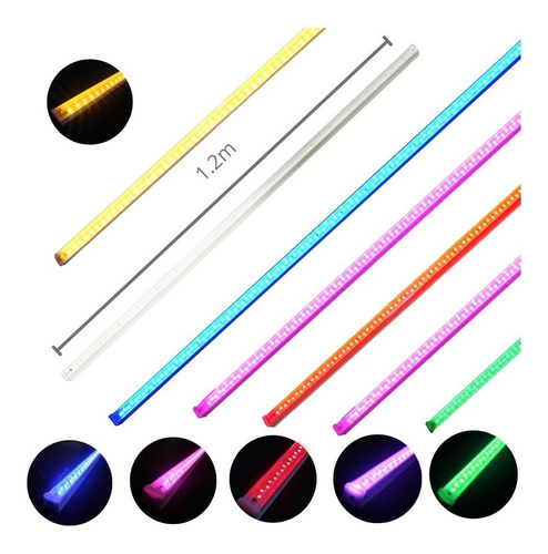 Regleta Lámpara Tubo Led De Colores 18w Con Base Integrada