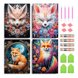 Kits De Pintura De Diamante 5d Animales 4 Unidades 30x40cms