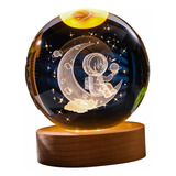 Lampara Decorativa Velador Bola De Cristal Led Astronauta 3d
