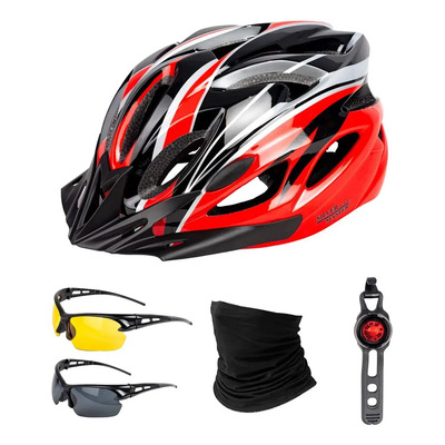 Kit Adir Casco Bicicleta Ciclismo Protección Ajustable Rojo Unitalla | MercadoLibre