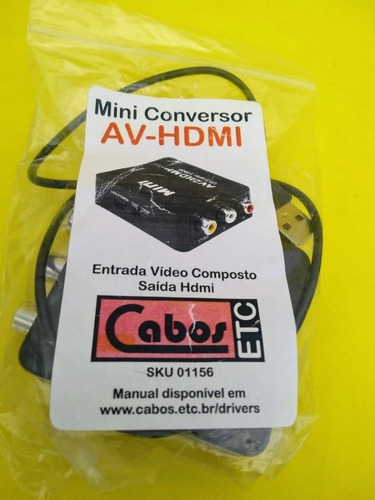 Mini Conversor De Av Para Hdmi Com Cabo Usb